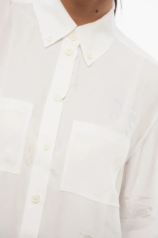 Camicia in Seta IVANNA con Stampa Logo>Burberry Clearance