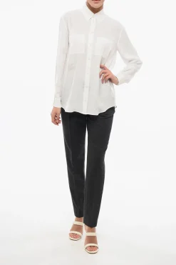 Camicia in Seta IVANNA con Stampa Logo></noscript>Burberry Clearance