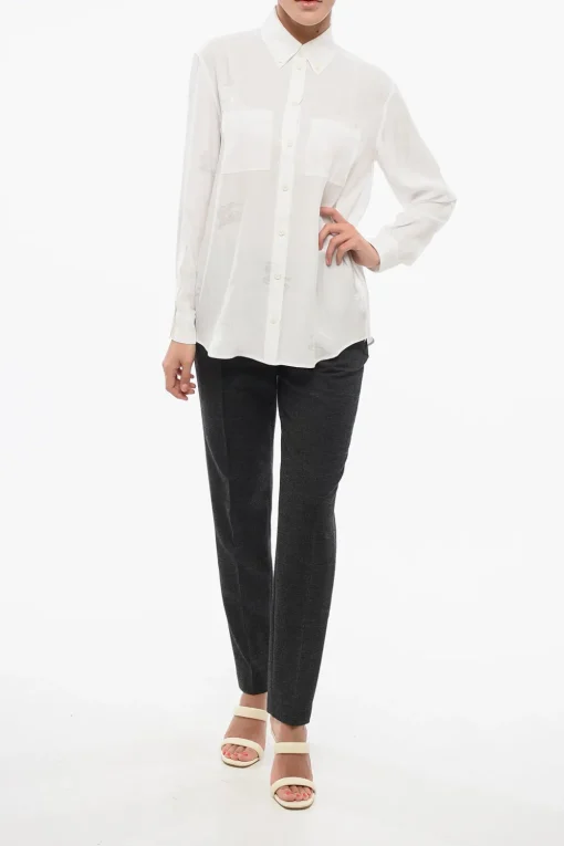 Camicia in Seta IVANNA con Stampa Logo>Burberry Clearance