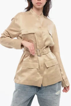 Camicia in Seta Relaxed-fit con Motivo Cavaliere>Burberry Online