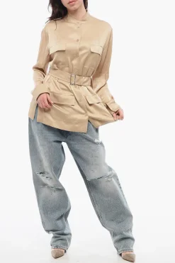 Camicia in Seta Relaxed-fit con Motivo Cavaliere></noscript>Burberry Online