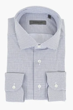 Outlet Camicia in Tessuto Stretch a Quadretti Uomo Camicie