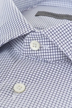Outlet Camicia in Tessuto Stretch a Quadretti Uomo Camicie