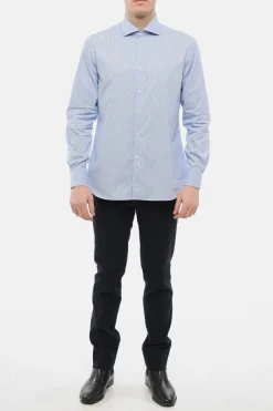 Outlet Camicia in Tessuto Stretch a Quadretti Uomo Camicie