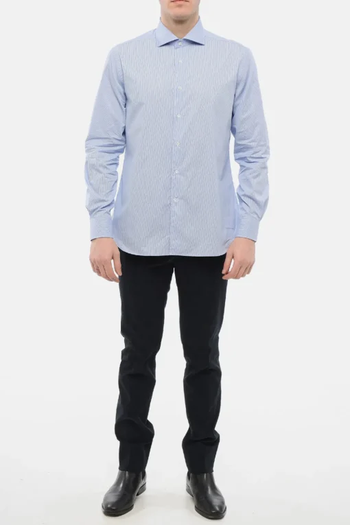 Outlet Camicia in Tessuto Stretch a Quadretti Uomo Camicie