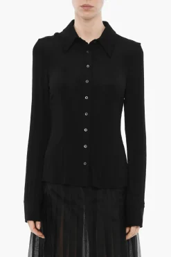 Clearance Camicia in Tinta Unita con Bottoni Logati Donna Camicie
