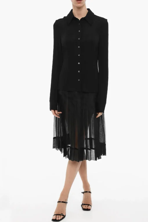 Clearance Camicia in Tinta Unita con Bottoni Logati Donna Camicie