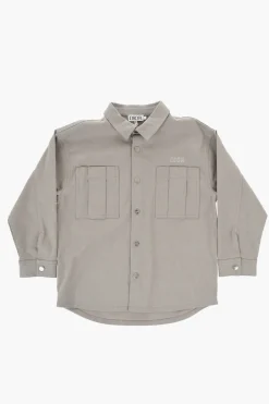 Camicia in Tinta Unita con Bottoni Automatici>Dior Kids Clearance