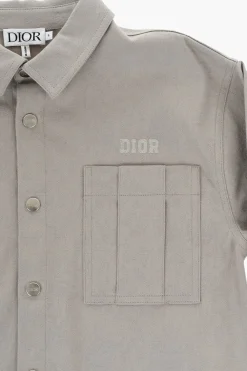 Camicia in Tinta Unita con Bottoni Automatici>Dior Kids Clearance