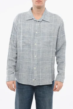 Clearance Camicia in Tweed con Logo Stampato sul Retro Uomo Camicie