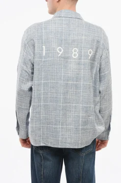 Clearance Camicia in Tweed con Logo Stampato sul Retro Uomo Camicie