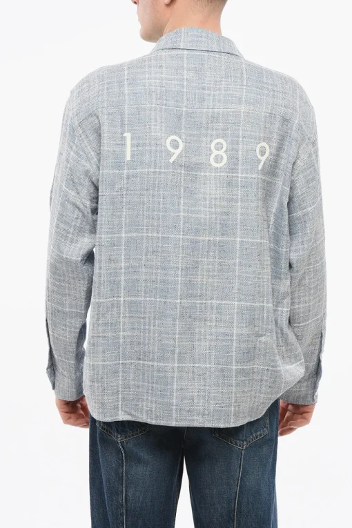 Clearance Camicia in Tweed con Logo Stampato sul Retro Uomo Camicie
