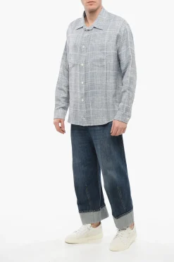 Clearance Camicia in Tweed con Logo Stampato sul Retro Uomo Camicie