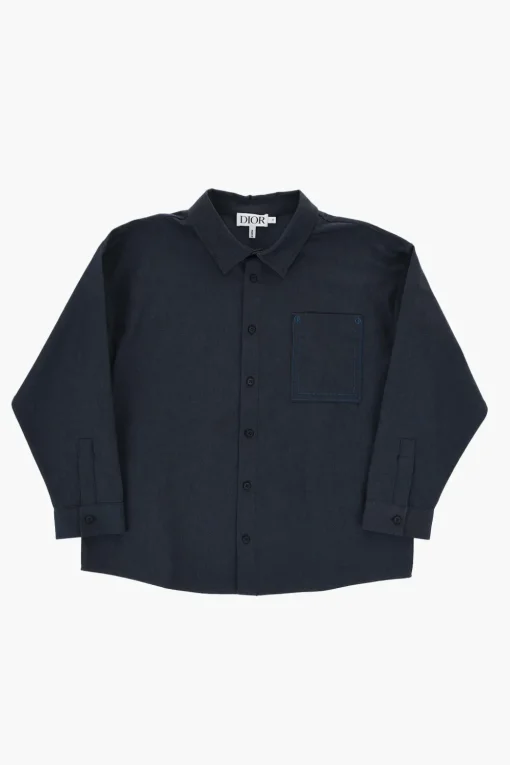 Camicia in Twill di Cotone con Taschino>Dior Kids Fashion