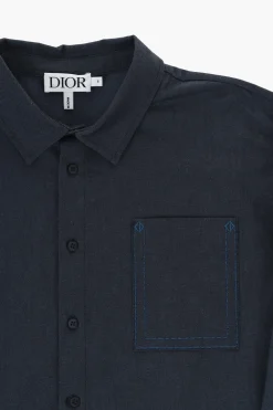 Camicia in Twill di Cotone con Taschino>Dior Kids Fashion