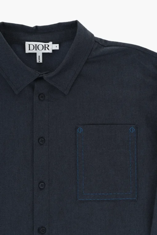 Camicia in Twill di Cotone con Taschino>Dior Kids Fashion