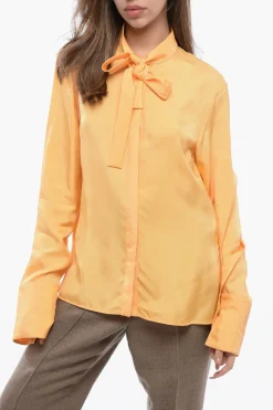 Sale Camicia in Viscosa con Dettaglio da Allacciare Donna Camicie