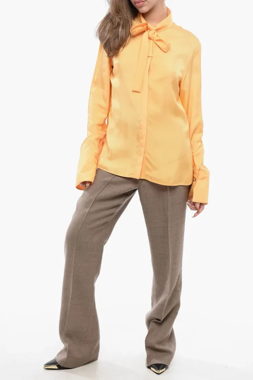 Sale Camicia in Viscosa con Dettaglio da Allacciare Donna Camicie