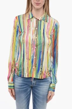 Camicia Multicolor in Jersey con Collo Francese>Dsquared2 New