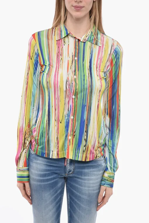 Camicia Multicolor in Jersey con Collo Francese>Dsquared2 New