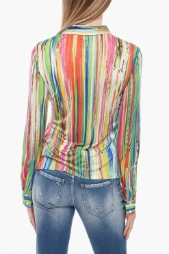 Camicia Multicolor in Jersey con Collo Francese>Dsquared2 New