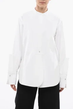 Online Camicia Over Asimmetrica con Collo alla Coreana Donna Camicie