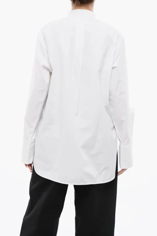 Online Camicia Over Asimmetrica con Collo alla Coreana Donna Camicie