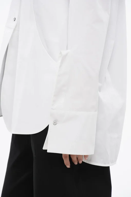 Online Camicia Over Asimmetrica con Collo alla Coreana Donna Camicie