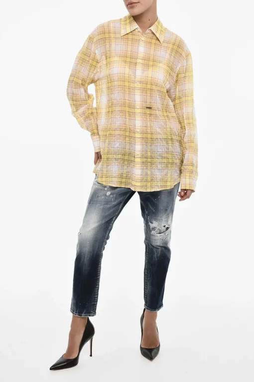 Camicia Oversize a Quadri>Dsquared2 Discount