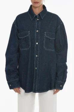 Clearance Camicia Oversize in Denim con Tasche Utility Donna Camicie