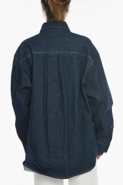 Clearance Camicia Oversize in Denim con Tasche Utility Donna Camicie