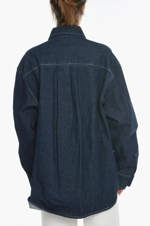 Clearance Camicia Oversize in Denim con Tasche Utility Donna Camicie