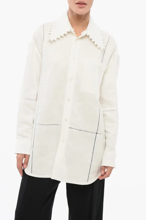 Camicia Oversize in Lino con Collo Ricamato>Bottega Veneta Best