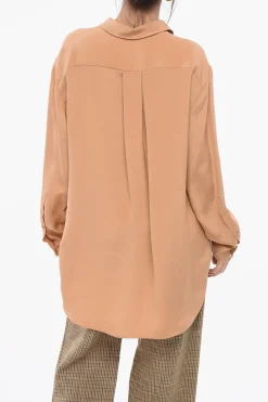 Camicia Oversize in Seta>Super Blond Fashion