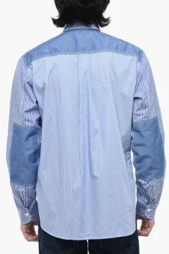Outlet Camicia Oversized a Righe con Patch Pop Art Uomo Camicie