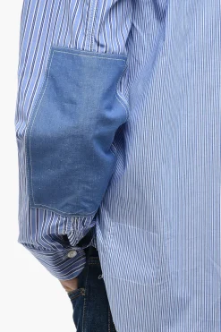 Outlet Camicia Oversized a Righe con Patch Pop Art Uomo Camicie