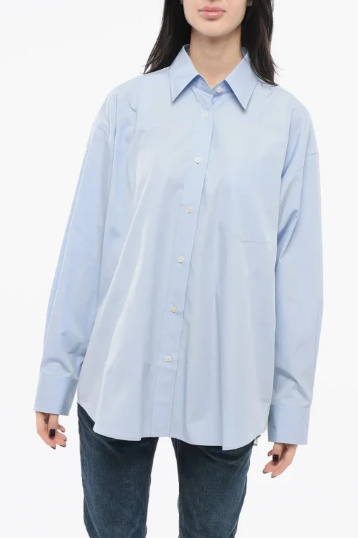 Sale Camicia Oversized con Dettaglio in Chiffon Donna Camicie