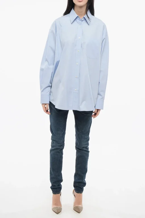Sale Camicia Oversized con Dettaglio in Chiffon Donna Camicie