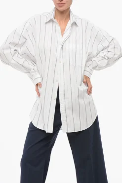 Camicia Oversized Motivo Hairline con Logo Stampato>Balenciaga Hot