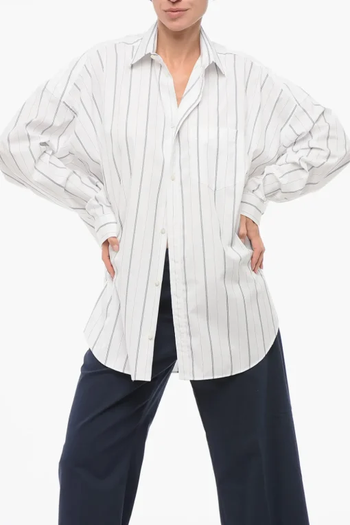 Camicia Oversized Motivo Hairline con Logo Stampato>Balenciaga Hot