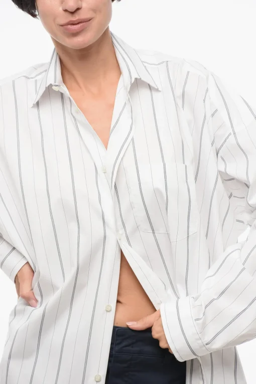 Camicia Oversized Motivo Hairline con Logo Stampato>Balenciaga Hot