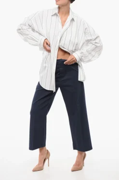 Camicia Oversized Motivo Hairline con Logo Stampato></noscript>Balenciaga Hot