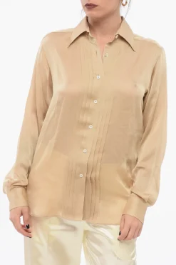 Hot Camicia Pin-Tuck In Seta Donna Camicie