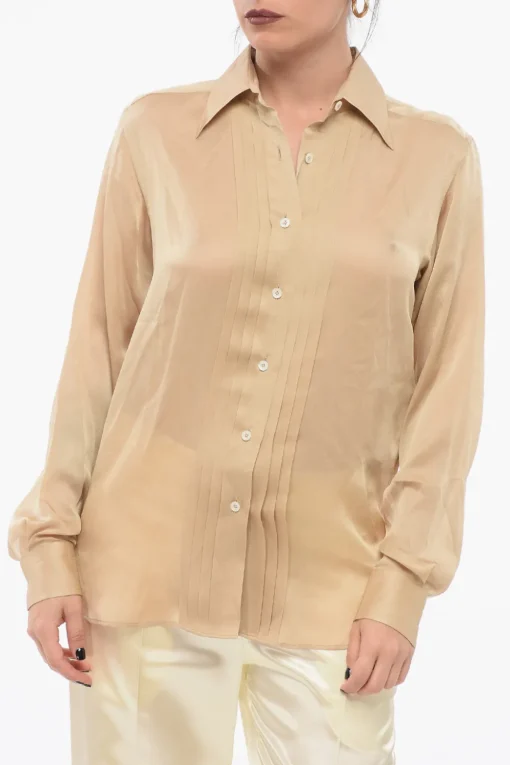 Hot Camicia Pin-Tuck In Seta Donna Camicie