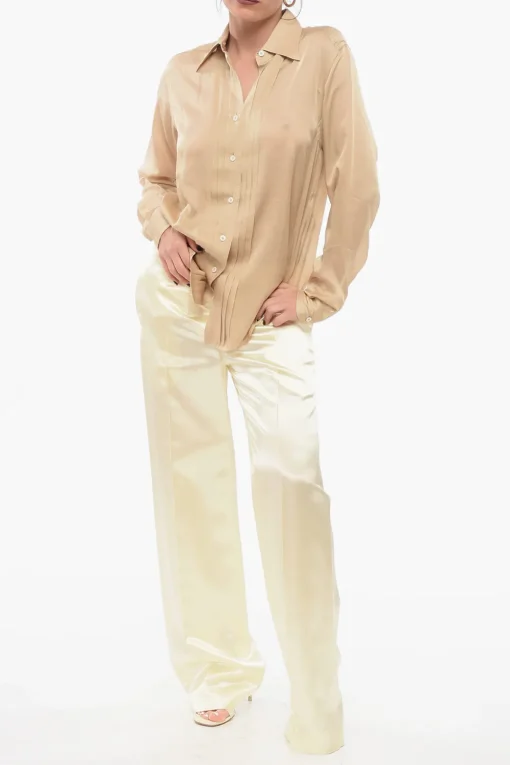 Hot Camicia Pin-Tuck In Seta Donna Camicie