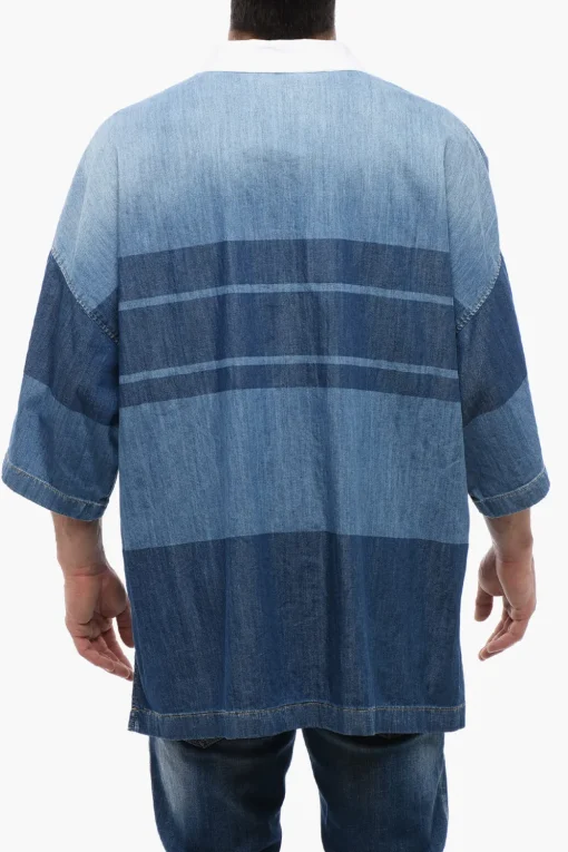 Hot Camicia Rugby in Denim con Fit Over Uomo Camicie