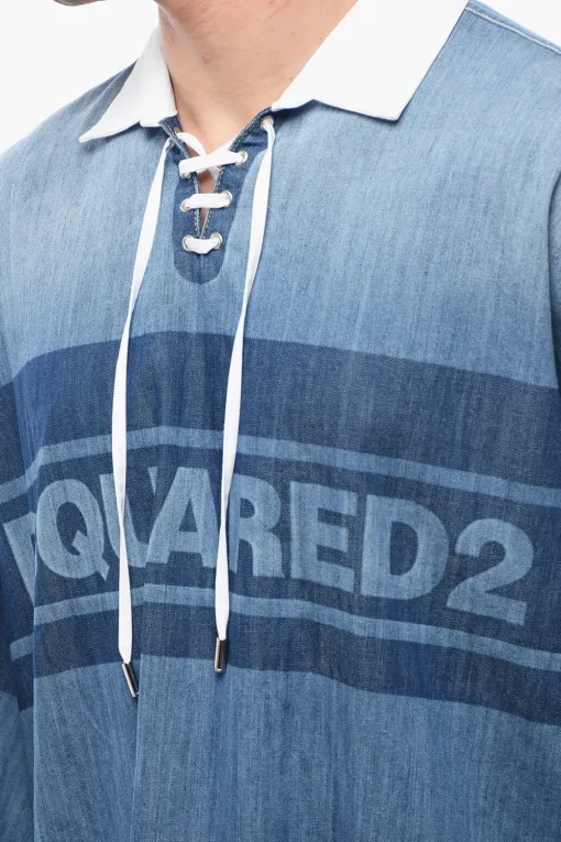 Hot Camicia Rugby in Denim con Fit Over Uomo Camicie
