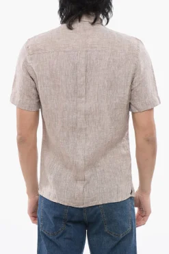 Camicia Sahariana a Maniche Corte in Puro Lino>Corneliani Fashion