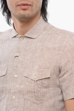 Camicia Sahariana a Maniche Corte in Puro Lino></noscript>Corneliani Fashion