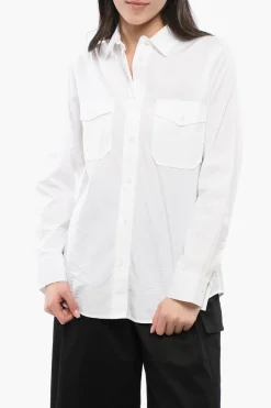 Camicia Sahariana in Cotone con Collo Francese>Woolrich Outlet